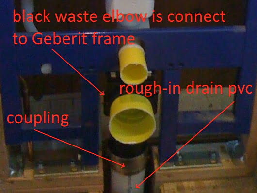 Geberit waste connection to rough-in plumbing