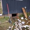 Crawl space access and removal of crawl space debris.