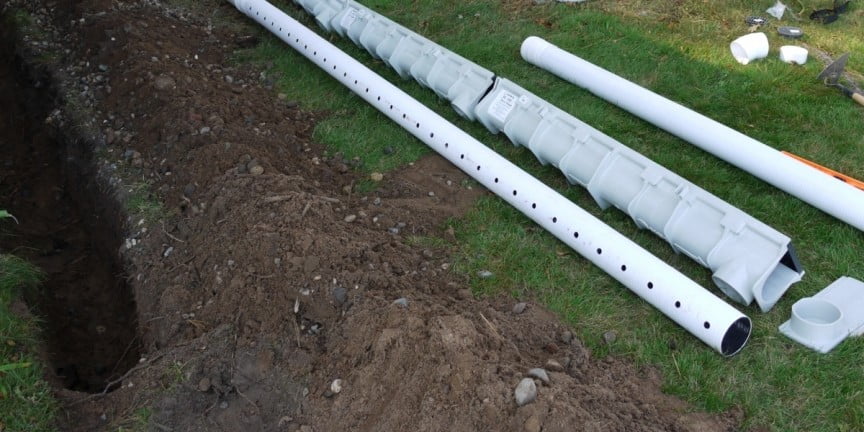 french drain and surface drain to dry crawl space 864x432