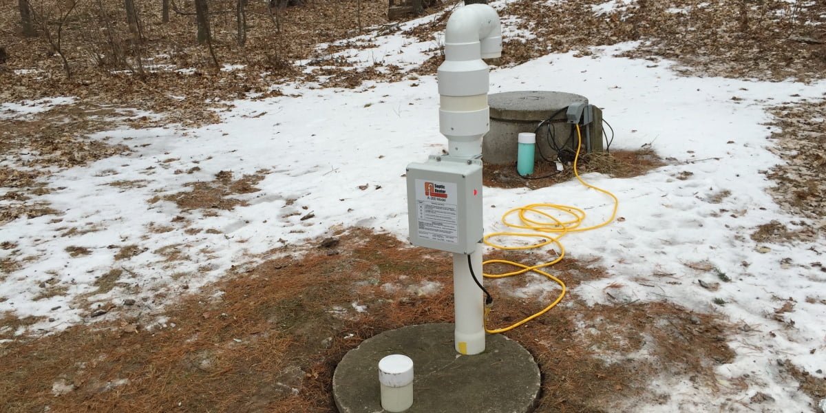 septic heater install frozen prevent system diy cabin installation plumbing pump a200 water cabindiy insulation continuous condensate furnace