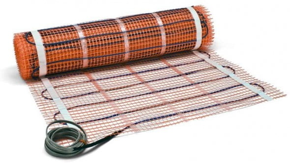 Radiant in-floor electric heating cable mat by SunTouch.
