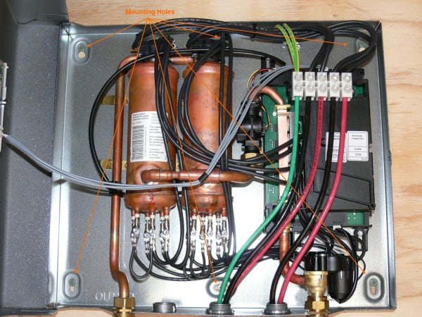 Mounting tankless water heater.