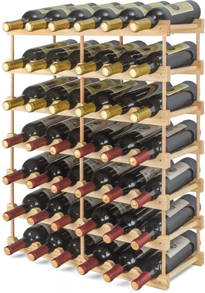 Wood modular freestanding wine racking is inexpensive.